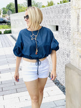 Load image into Gallery viewer, Chambray Cropped Top w/ Self Tie