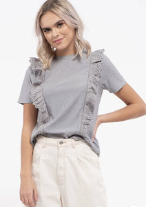 Contrast Ruffle Knit Top