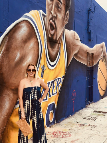 Indigo Tie Dye Strapless Jumpsuit