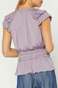 Lilac Bubbled Tier Blouse w/ Ruffled Elastic Waist