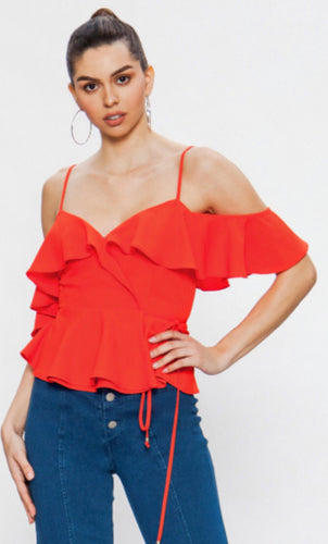 Cold Shoulder Wrap Top