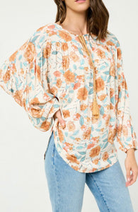 Floral Print Tassel Top