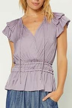 Load image into Gallery viewer, Lilac Bubbled Tier Blouse w/ Ruffled Elastic Waist