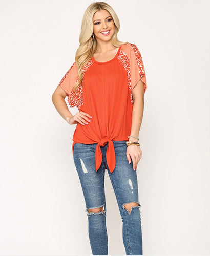 Tangerine Animal Print Top