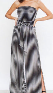 Black and White Striped Pant suit