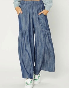 Indigo Blue Wide Leg Pants w/Pockets