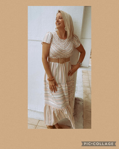 Striped Ivory Smocked Maxi