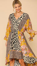 Load image into Gallery viewer, Leopard &amp; Floral Print Midi Dress