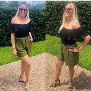 Olive Shorts w/Pockets