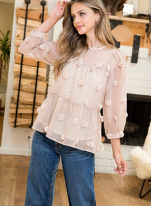 Pom Fringe Sheer Top