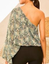 Load image into Gallery viewer, Blue Floral One Shoulder Top